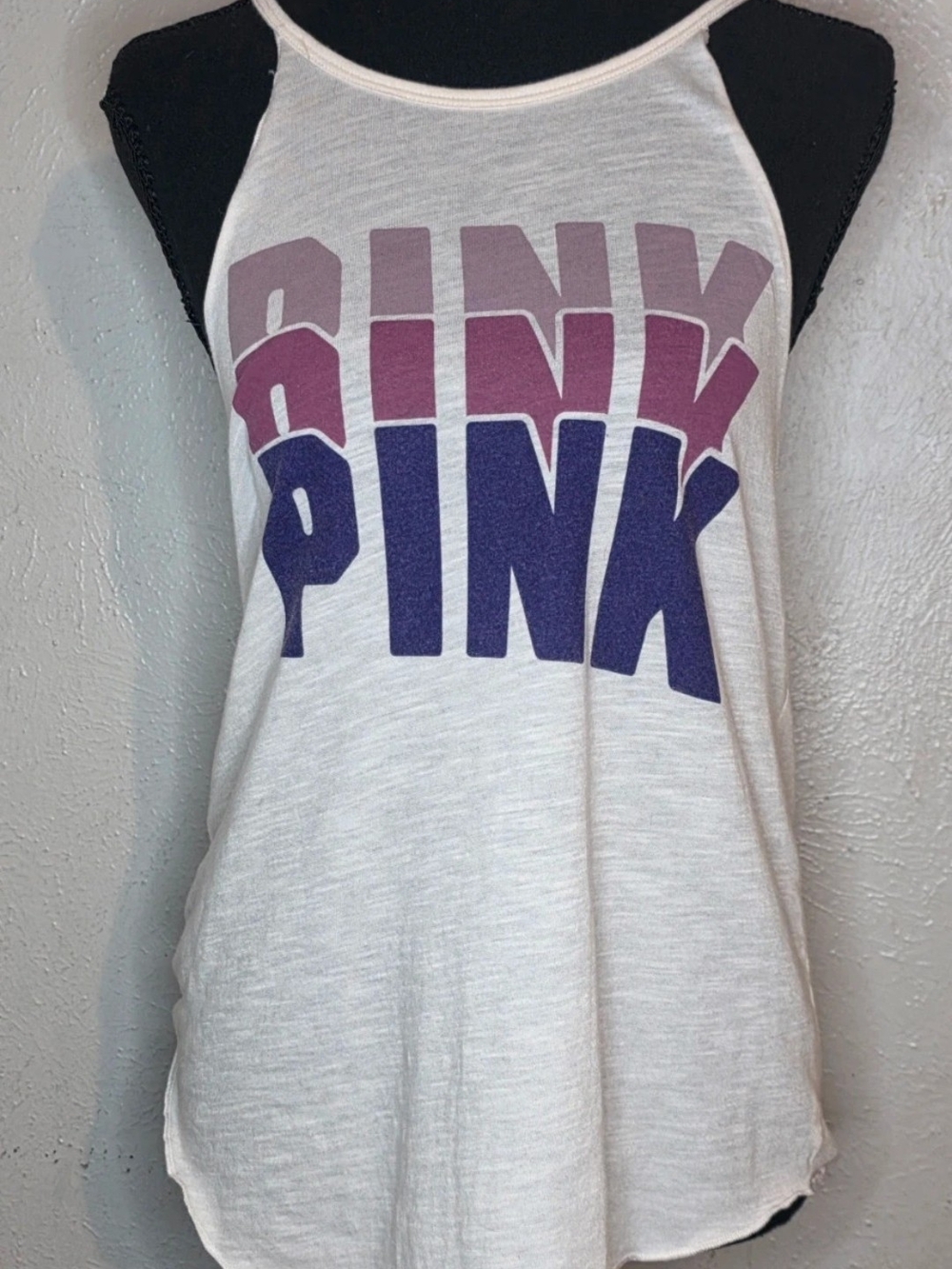 PINK Victoria's Secret White Tank with Pink and Purple Gradient Logo